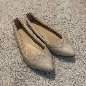 tan, quilted flats